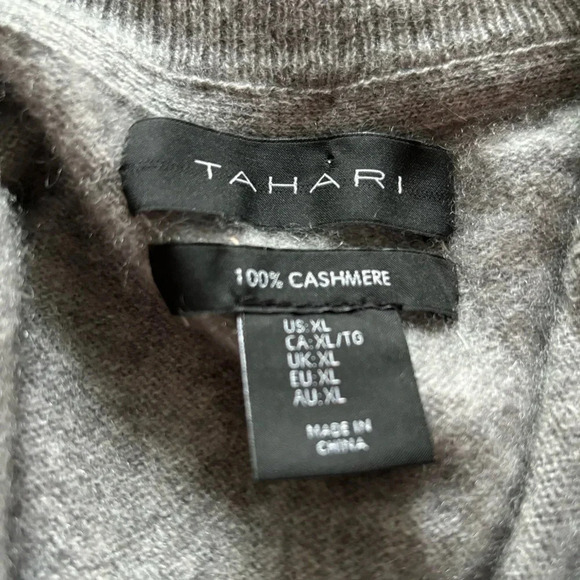 TAHARI PURE LUXE EUC MENS 100% CASHMERE GRAY SWEATER WINTER FALL TOP SHIRT SZ XL - Picture 2 of 6